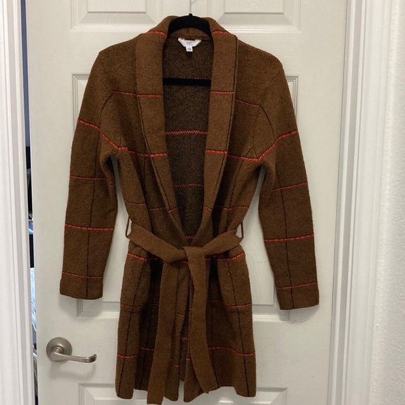 Time and Tru Sweaters - Time & Tru Womens Brown Long Sleeve Cardigan w/Tie Belt Sz 4-6